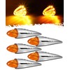 Partsam 5Pcs Amber Torpedo Cab Marker, LED High/Low Brightness Chrome