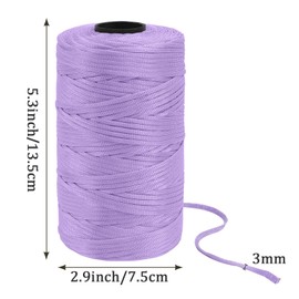 Uiopa Macrame Cord 3mm x 200m Polypropylene Flat Macrame String Crochet Yarn for Handbags, Shopping Bags, Sun Hats, Shoes, Carpets, DIY Crafts, Decorative Projects