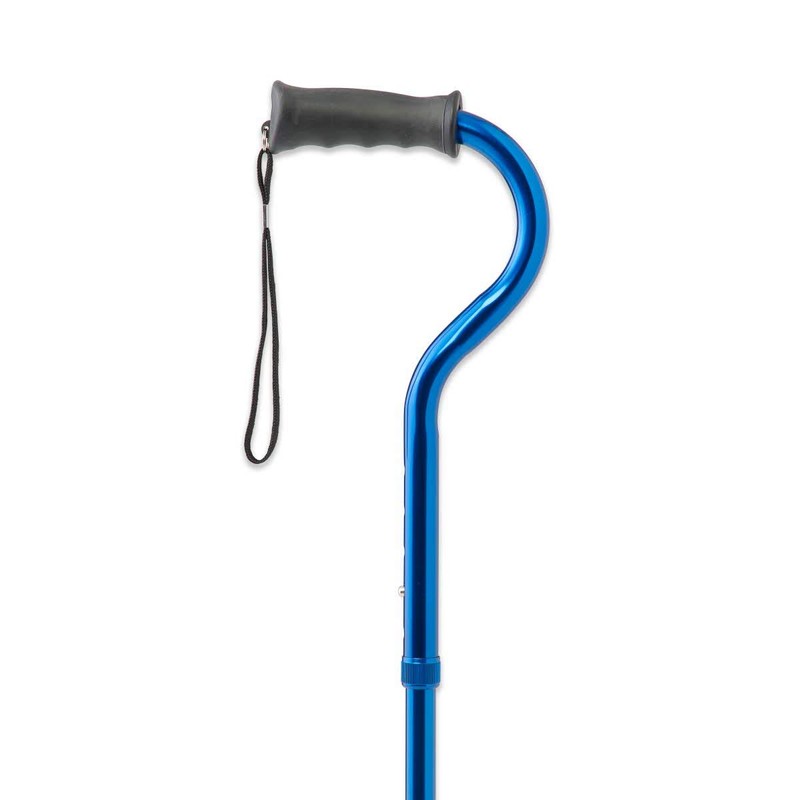 Medline Offset Folding Cane, 4-Point Base with Cushioned Gel Handle,