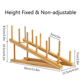 TIE-DailyNec 4 PCS Wooden Dish Drying Rack Bamboo Plate Dish Rack Stand Kitchen Cabinet Organizer Pot Lid Holder for Plate, Dish, Cup, Cutting Board, Bowl, Pot Lid