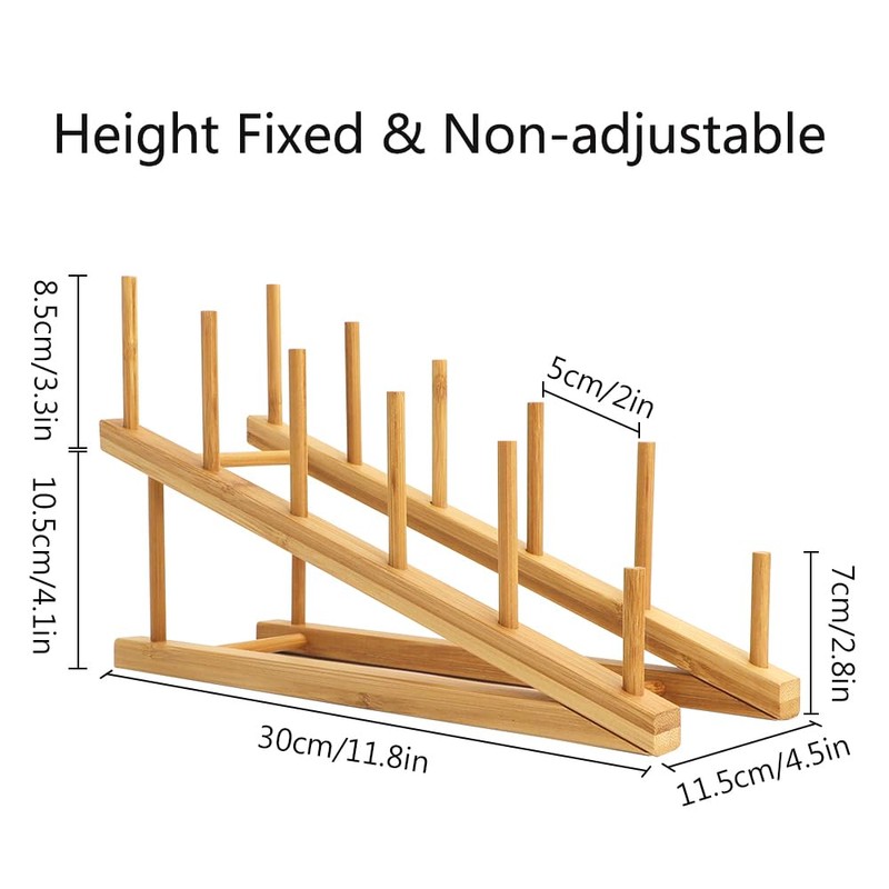 4 PCS Wooden Dish Drying Rack Bamboo Plate Dish Rack