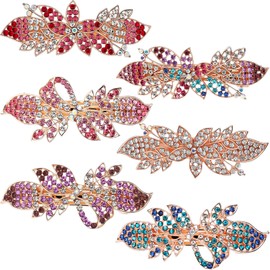 Geyoga 6 Pieces Vintage Hair Barrettes for Women Retro French Flower Hair Clips Pins for Women Styling Accessories (Shining Style)