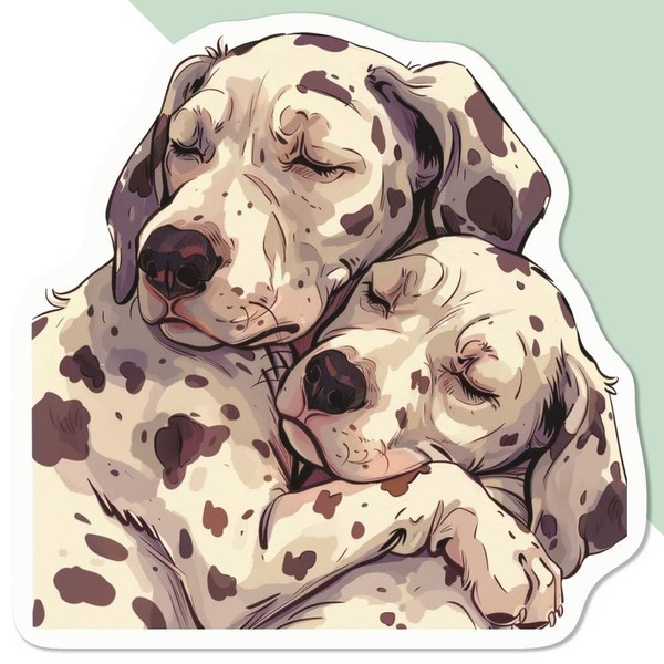 Azeeda 'Cuddling Dalmatians' White Premium Vinyl Decal Sticker – Waterproof,