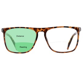 MARE AZZURO Large Bifocal Reading Glasses Men Blue Light Blocking Readers Square Reader 0 1.00 1.50 2.00 2.50 3.00 3.50 (Brown, 150)