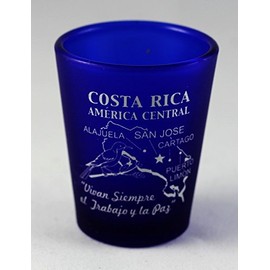 Costa Rica Central America Cobalt Blue Frosted Shot Glass
