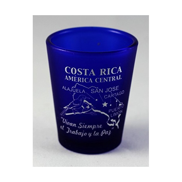 Costa Rica Central America Cobalt Blue Frosted Shot Glass