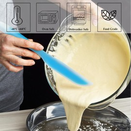 Nonstick Silicone Knife Shaped Flexible Kitchen Spatula Scraper Turner,Kitchen Cooking Utensils With Nylon Core (Blue(Set of 2))