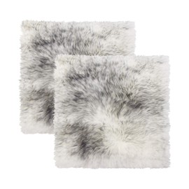 Set of 2, Natural Sheepskin Chairpad Cushion with Non-Slip Backing | 100% Real New Zealand Wool Sheepskin for Car Seat, Accent Chair, or Vanity Chair, Gradient Grey