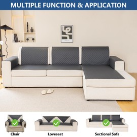 Eismodra Couch Covers for 3 Cushion Couch Sofa Cover Sectional Slipcovers Washable Furniture Protector for Dogs Pet L Shaped Chaise Lounge,Dark Gray 28 x 82 inches (Only 1 Piece)
