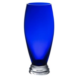 Barski - Handmade Glass - Footed Round Vase - Cobalt - 10" H (10 Inches High) Made in Europe