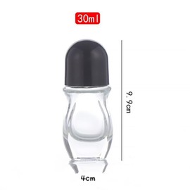 2Pcs 30ml Transparent Glass Essential Oil Roller Bottles Refillable Roll on Bottles Empty Deodorant Bottle Containers Rollerball Bottles Beauty and Personal Care Tools for Fragrance Cosmetics (Black)