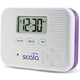scala Pill Box Timer 6 Compartments 5 Alarm Times White