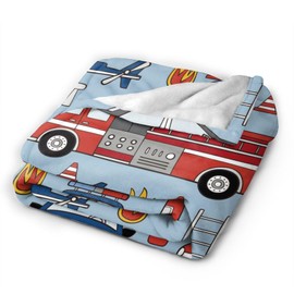 Cartoon Emergency Car Flannel Throw Blanket for Kids Boys Baby Toddler Teens Gifts Soft Warm Bedroom Throws for Home Couch Room Sofa Office Travel Camping Dorm Decor 50x40 Inch