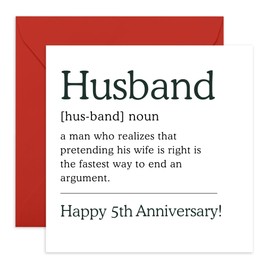 Central 23 5th Anniversary Card - Husband Anniversary Card From Wife Partner - Happy Anniversary Card For Him - Five Year Fifth Wedding Anniversary - I Love You Gifts For Men - Comes With Stickers