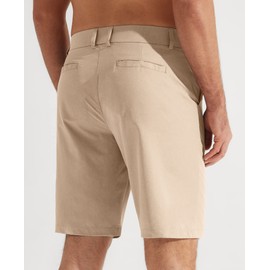 Libin Men's Golf Shorts 9" Casual Flat Front Hybrid Shorts Work Dress Chino Shorts Lightweight Quick Dry Water Resistant with Pockets, Khaki, Size 36