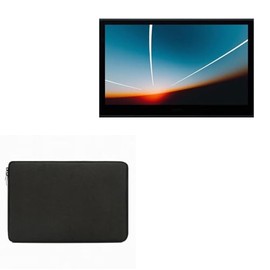 BoxWave Case Compatible with Wacom Movink 13 - QuickZip PlushSuit, Dual Zipper Sleeve Pouch Case with Soft Interior - Jet Black