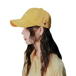 JOMA-E Shop Women's Hat, Large Sizes, Deepened Cap, English Letters, Embroidery, Cool Touch Sensation, UV Protection, Korean Cap, Adjuster, Adjustable, Cap, All Seasons CAP, yellow