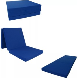 D&D Futon Furniture Royal Blue Portable Tri Folding Foam Beds, Shikibuton, Foam Density 1.8, 3x27x75
