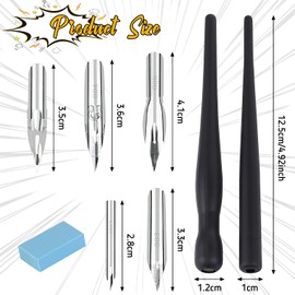 Nib Calligraphy Set for Drawing NOCHME 2 Manga Pen Holder with 5 Nibs 1 Eraser Dip Pen Set for Caricaturists Artists Beginners Calligraphy Drawing Pen Kit Black