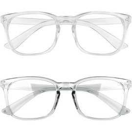 Computer Glasses ，Fashion Glasses Computer /TV/Phones Glasses Fashion Glasses For Men Women, Clear Gaming Glasses Lenses glass - Color: Grey + Transparent (2 pack)