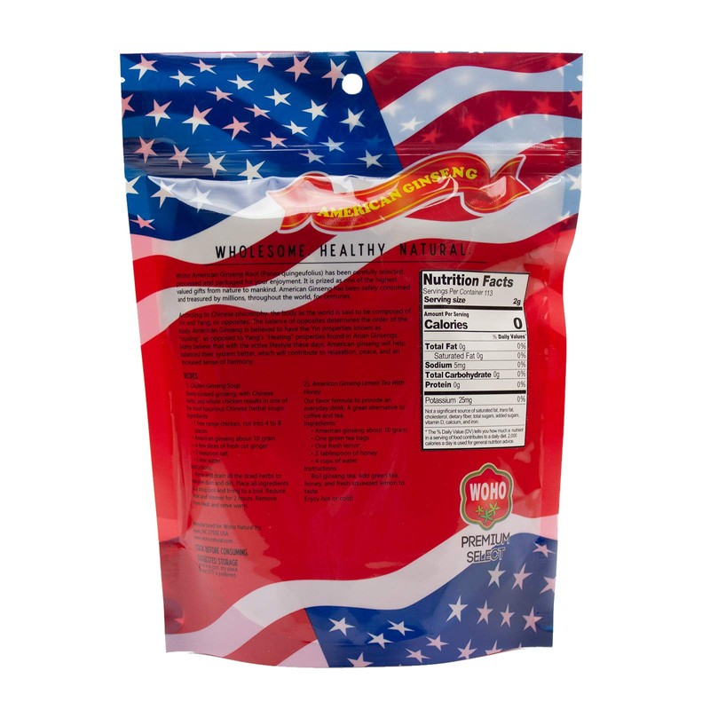 Woho Long Large #101.8 American Ginseng Roots 8 Oz Bag