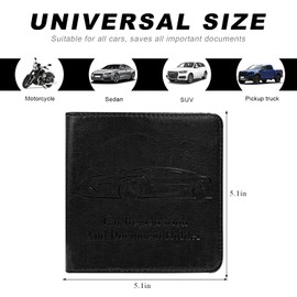 Wevdn Car Registration and Insurance Card Holder, Leather Car Document Holder Glove Compartment Organizer, Vehicle Wallet Case Glove Box Organizer for Women Men, Car Accessories (Black)