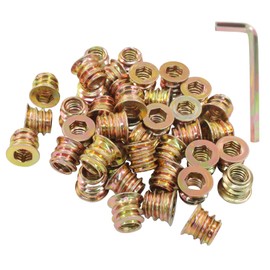 Moicstiy 50 Pcs 1/4"-20 x 10mm Threaded Inserts for Wood, Nut Threaded Wood Inserts for Furniture