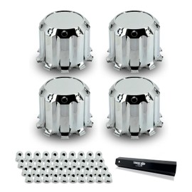 TORQUE 4 of Rear Axle Wheel Cover Luxury Hubcap 33mm Screw-On ABS Chrome Plastic for Semi Truck (Universal Fit) (TR632-TWC)