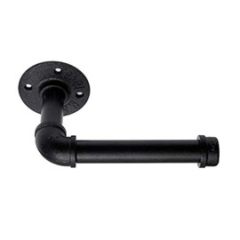 Industrial Pipe Toilet Paper Holder, DIY Vintage Rustic Paper Holder Towel Racks Heavy Duty Pipe Roll Tissue Holder with Mounting Screws for Bathroom, Bedroom, Kitchen (Black, 1)