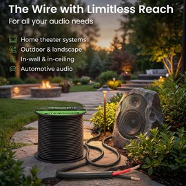 GEARit Speaker Wire 14 Gauge 100 ft, UL CL3 Rated 14 Gauge Wire Copper Wire with Polarity Mark, Audio Cable for in-Wall, Home, Car,Outdoor, Garden, Commercial Audio Systems, OFC (Black,2-Conductors)
