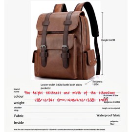 CYLYWJD Business Men and Women PU Leather Backpack 15.6inch Laptop Waterproof Backpack Travel Commuter Lightweight schoolbag (Khaki backpack10,Medium)