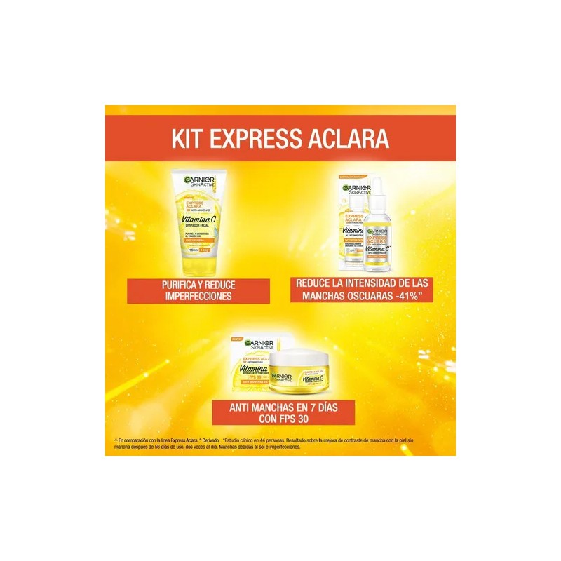 Kit Garnier Express Aclara Serum +crema +gel Con Vitamina C
