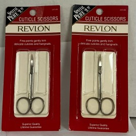 Revlon 2 Revlon Curved Cuticle  Scissors Fine Points  Vintage MADE IN BRAZIL 2374-82