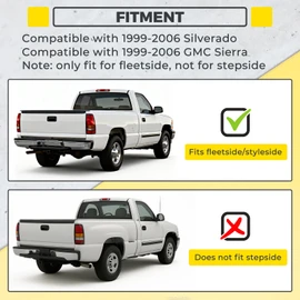 KUAFU Roll Pan Compatible with 1999-2006 Chevy Silverado GMC Sierra 1500 Pickup Trucks w/Light & Flip Down License Plate Only Fit for Fleetside