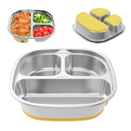 Stainless Steel Kids Plate Stainless Steel Baby Suction Plates Divided Designed Metal Kid Plates Safe Versatile Reusable Easy to Clean Plate for Baby Toddler Kids