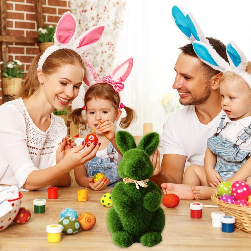 Artificial Moss Bunny Garden Statues Ornaments Durable Lightweight Artificial Animal