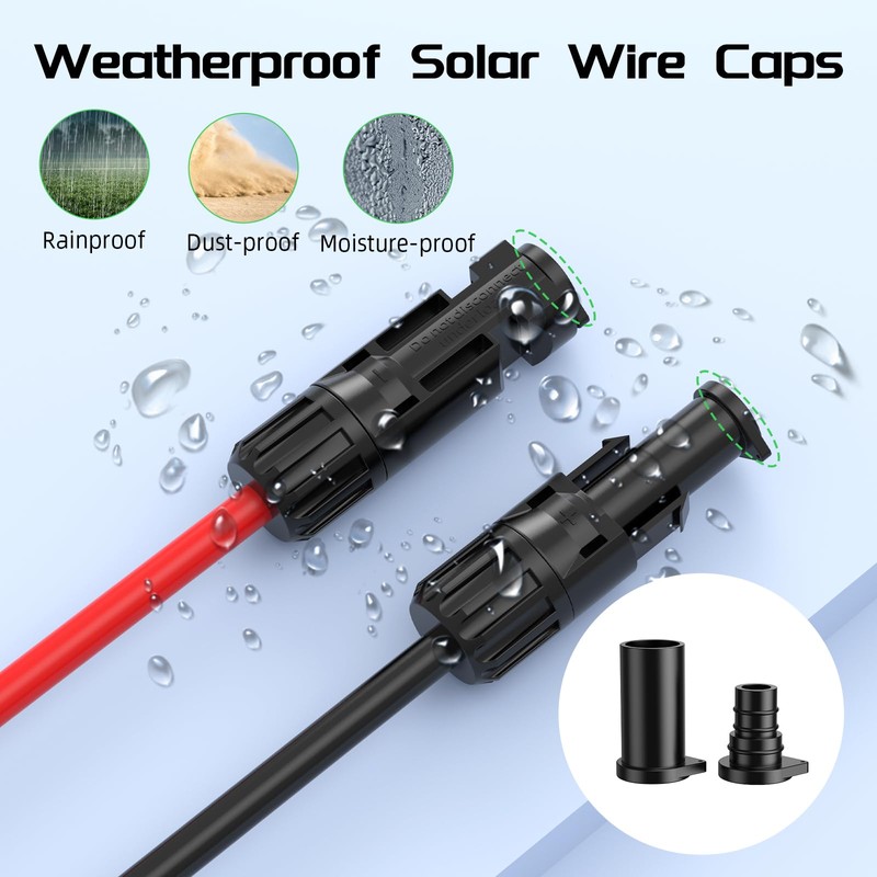 Bateria Power 100 Pairs Solar Connector Caps, IP68 Weather Resistant