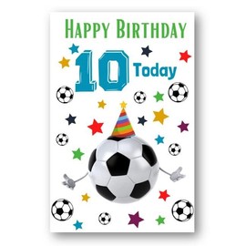 Second Ave 10th Birthday Age 10 Football Children's Kids Happy Birthday Card Greetings Card