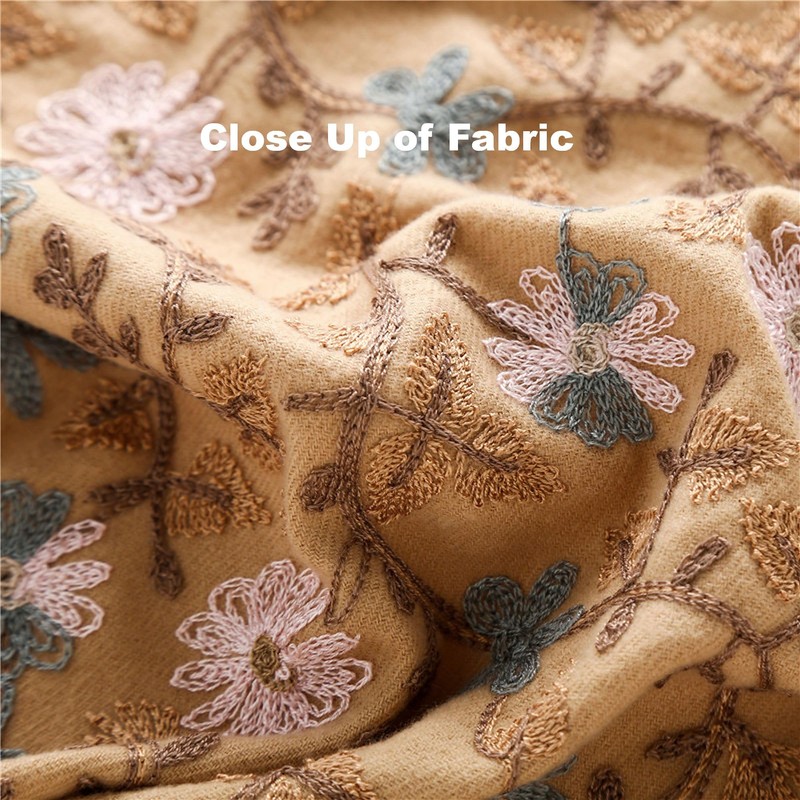 GFM® Embroidered Cashmere Texture Wool Pashmina Scarf Autumn Winter (EMBSHL-A),