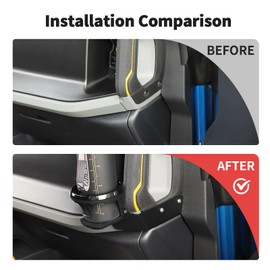 JWWY for Bronco Front Door Cup Holder Drink Holder on Driver's Right Side Beverage Rack for 2021-2026+ Ford Bronco Interior Accessories Alloy Black