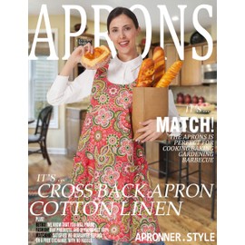 APRONNER Cozy Adjustable Cross Back Aprons for Women with Pockets Cotton Linen Cooking Kitchen Baking Red Flowers