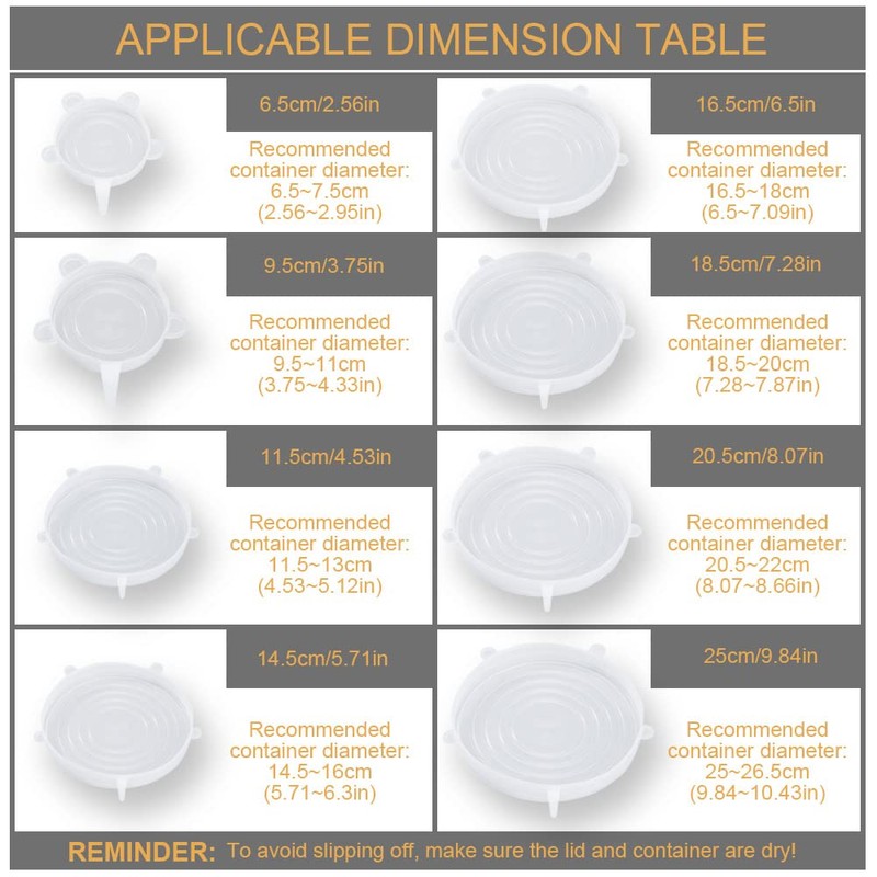 LELE LIFE 4 Pack Same Size Silicone Stretch Lids, Thicker