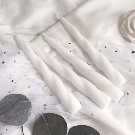 Spiral Taper Candle White Candlesticks,Gedengni Set of 4 Blend Twisted Candles Short Tapered Candle Swirl Candles Stick for Home Tabale Weddings Festive Holiday Decor (12D4PC-WHITE)