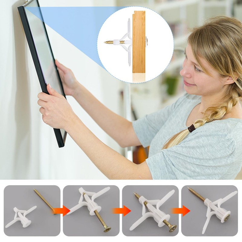 Pack of 100 Cavity Dowels, Plasterboard Dowels, Drywall Dowels, Butterfly
