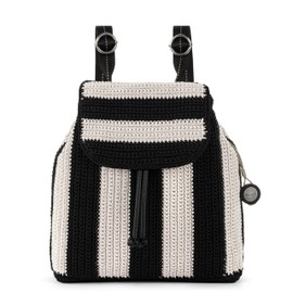 The Sak Sayulita Backpack - Hand Crochet Women's Backpack for Everyday & Travel - Daypack With Adjustable & Removable Straps - Black Stripe