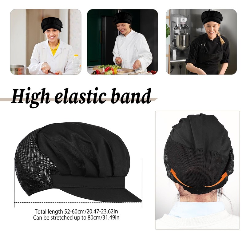 TIEOME Pack of 2 Unisex Elastic Cooking Hat Mesh Breathable