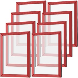 Zonon 8 Pieces 10 x 14 Inch Aluminum Silk Screen Printing Frames with 160 White Mesh White Polyester Screen and Red Glue Pre-Stretched Silk Frame for DIY T-Shirt Printing