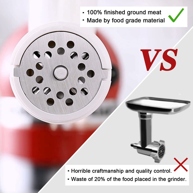 KITCHTREE Meat Grinder Attachment for KitchenAid Stand Mixers Includes Food