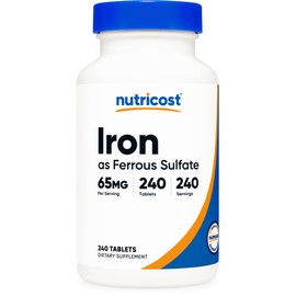 Nutricost Nutricost Iron (As Ferrous Sulfate) 65mg, 240 Tablets - Non-GMO, Gluten Free