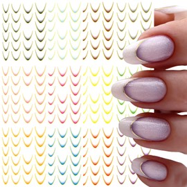 GZMAYUEN 12 Farben French Nagel Stickers Nagelsticker Selbstklebend Gradient French Tip Nail Art Sticker Nageldesign DIY Nägel Zubehör (Golden)